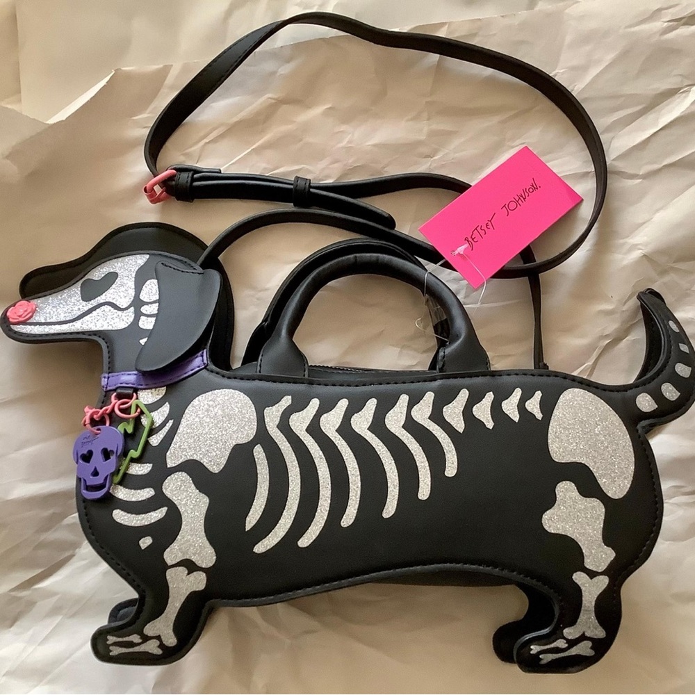 Black Skeleton Dachshund Handbag